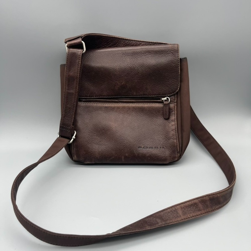 Vintage FOSSIL crossbody messenger bag sling bag brown genuine leather